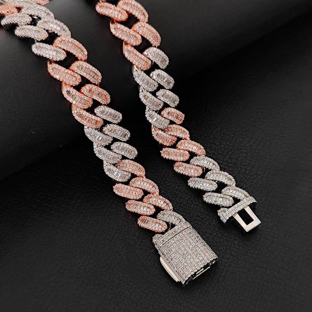 15mm Hip Hop Tennis Chain TopBling Rose Gold T Cubic Zirconia 18k Real Gold Plated Graduated Link Necklaces