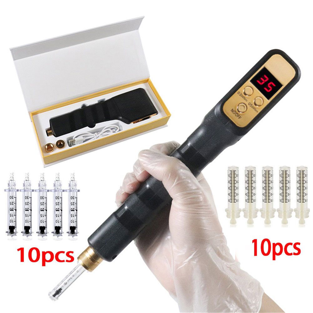 Wireless Hyaluron Pen Home Beauty Instrument 2in 1 Mesotherapy Gun with 10pcs 0.3ml Ampoule Head Adapter for Loss weight anti wrinkle lip lifting
Wireless Hyaluron Pen Home Beauty Instrument 2in 1 Mesotherapy Gun with 10pcs 0.3ml Ampoule Head Adapter for Loss weight anti wrinkle lip lifting