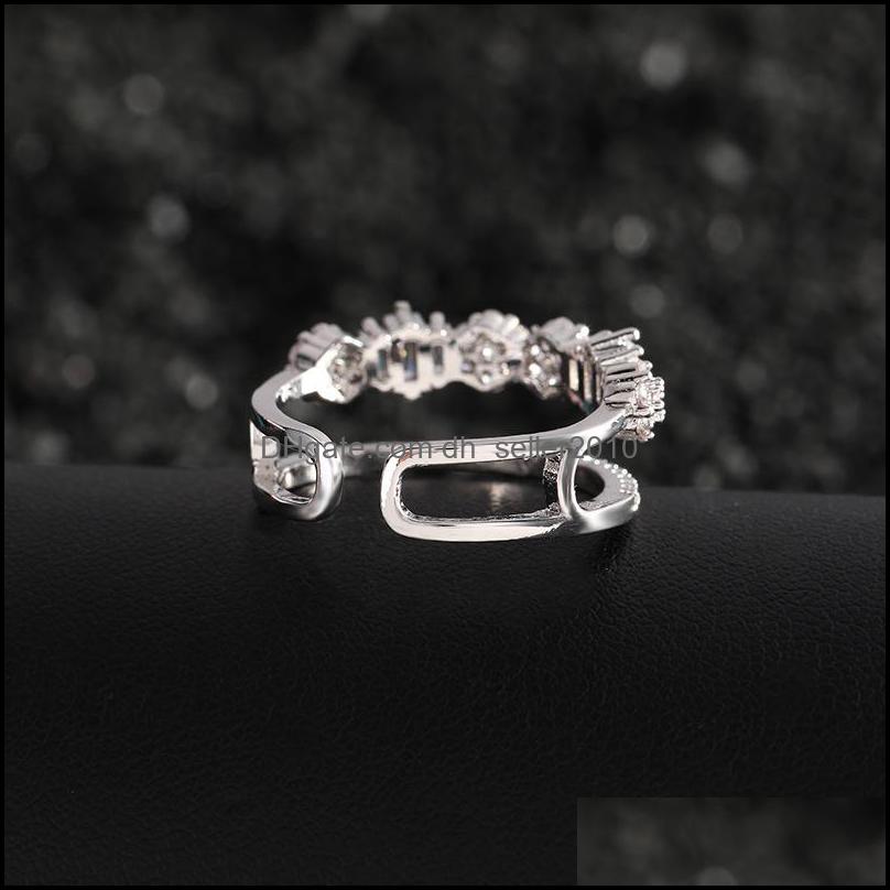 Couple Rings Eyer Simple Square Fl Zircon Promise Rings For Women High Quality Geometric Austrian Fashion Jewelry 1023 B3 Drop Deliver Dhnzh