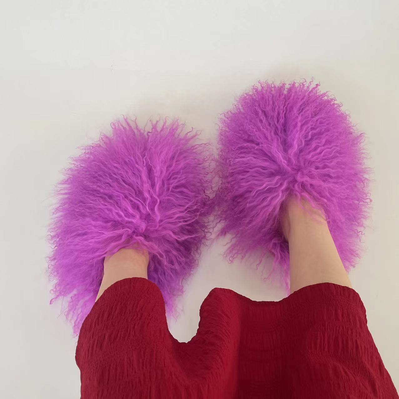Slippers Summer Women Plush Flat Shoes Outdoor Fashion Mongolian Slides 220923