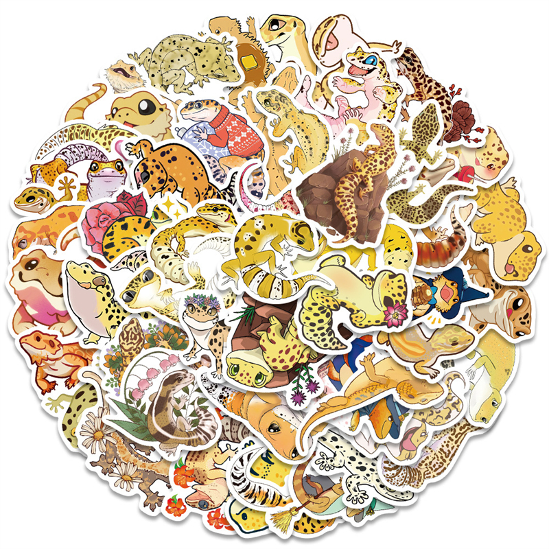 50Pcs New Cute Reptile Animal Gecko Sticker Wall Lizard Graffiti Stickers for DIY Luggage Laptop Skateboard Motorcycle Bicycle Sticker