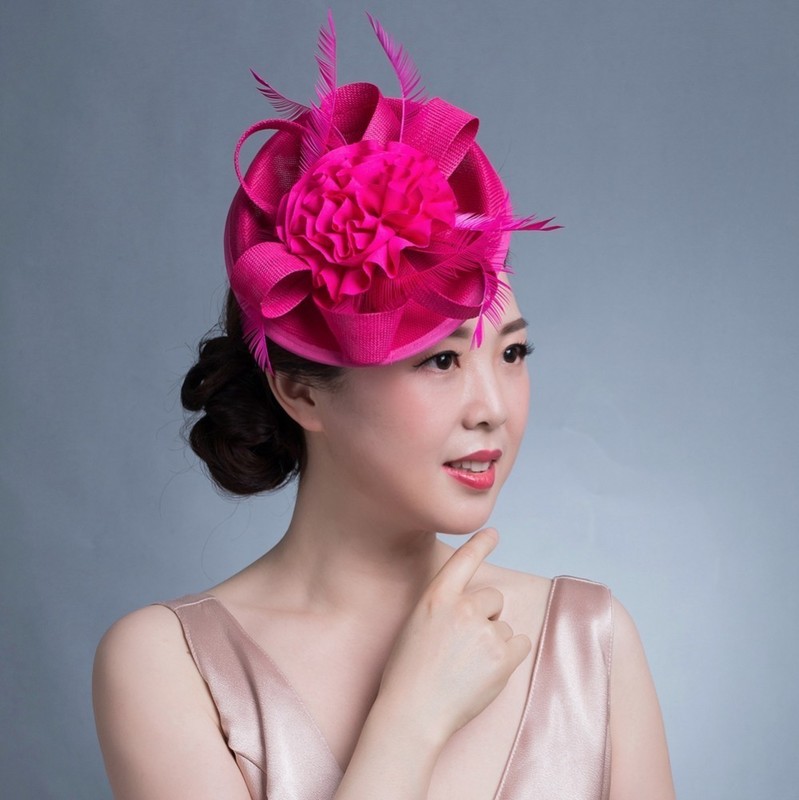 Berets Women Chic Fascinator Hat Cocktail Wedding Party Church Headpiece kentucky Headwear Feather Hair Accessories Sinamay Fascinators 220922
