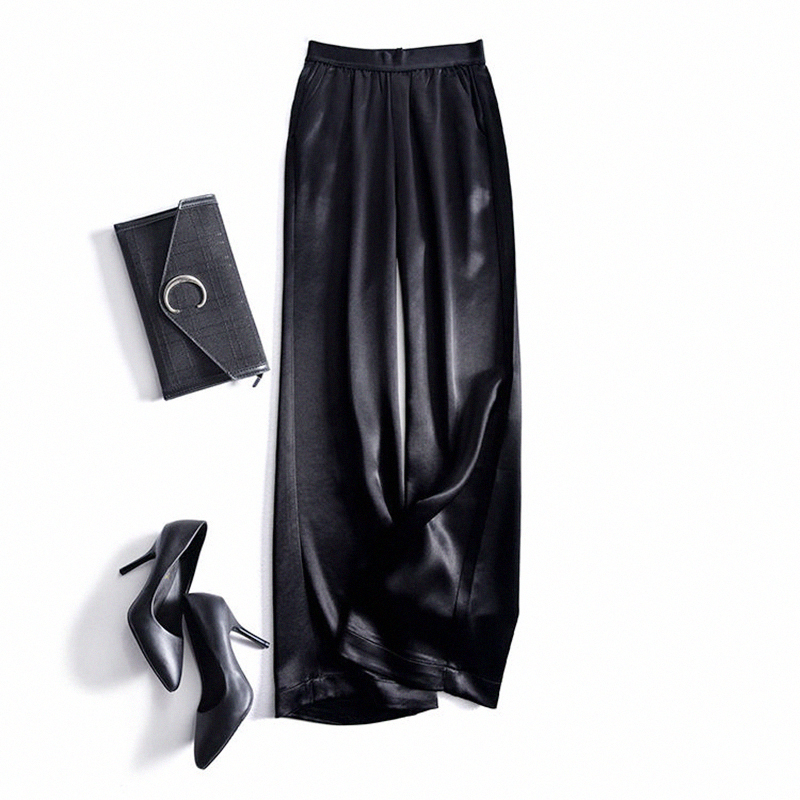 Women's Pants Capris Acetate satin straight leg casual pant 's loose size spring and summer fashion thin high waisted wide leg 220922