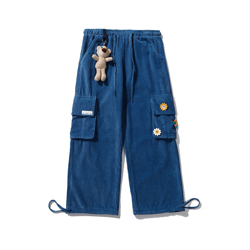 Men's Pants GODLIKEU Japanese Streetwear Corduroy Pants Male Vintage Brown Cargo Pockets Oversized Korean Wide Leg Hip Hop Trousers 220922