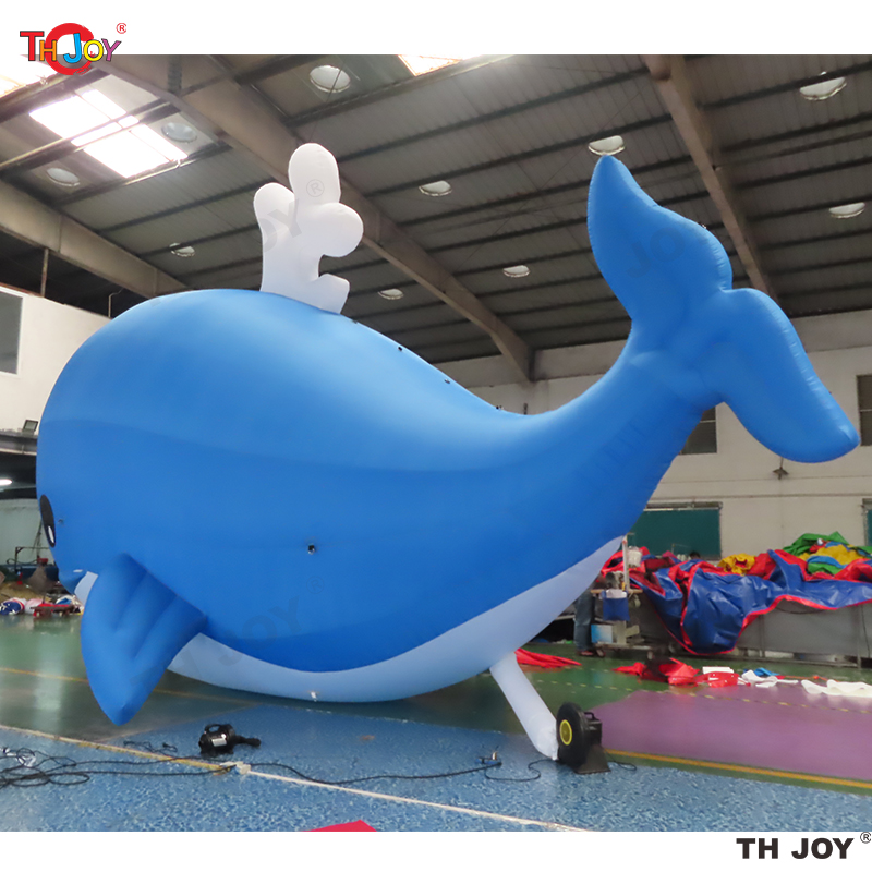 outdoor games activities 8m Length Blue Giant Inflatable Whale For City Parade Decora or Party Show Decoration