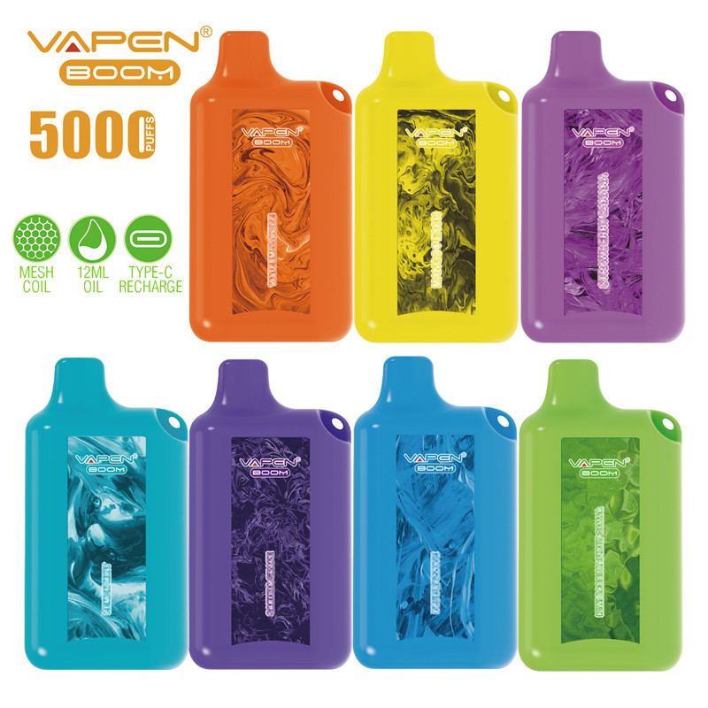 Original VAPEN BOOM 5000Puffs Disposable Vape Pen 12ML Capacity Mesh Coil Type-C Rechargeable Electronic e cigarettes Starter Kits BC5000 Vaporizer New Pure Vapor, Multi
Original VAPEN BOOM 5000Puffs Disposable Vape Pen 12ML Capacity Mesh Coil Type-C Rechargeable Electronic e cigarettes Starter Kits BC5000 Vaporizer New Pure Vapor, Multi