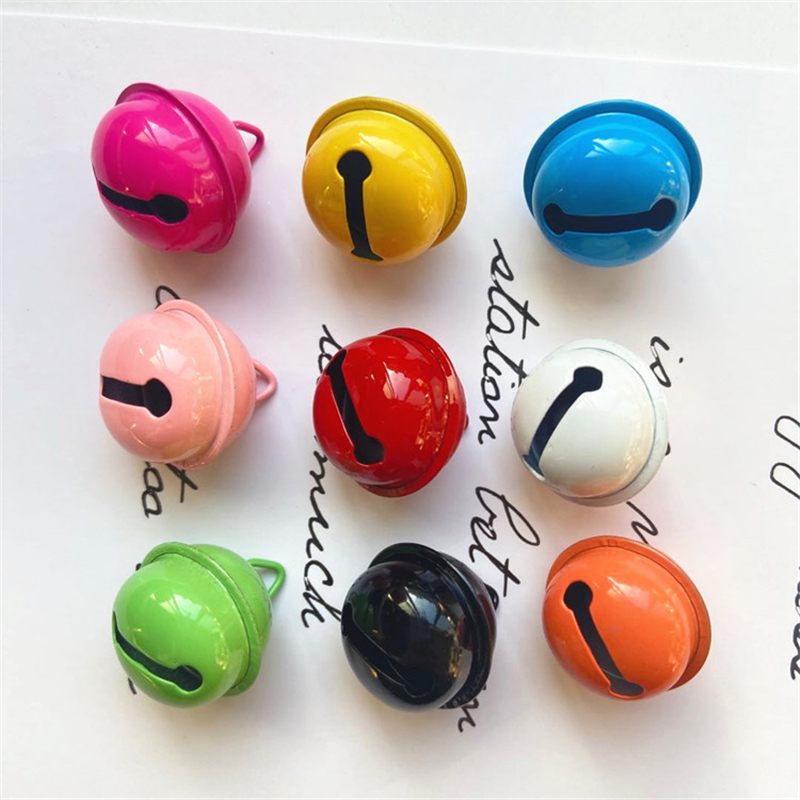22mm Colorful Charms Christmas Bells Beads Jingle Bells Party Xmas Tree Decoration Pendants DIY Crafts Handmade Jewelry Decor Metal Ring Keychain Acce