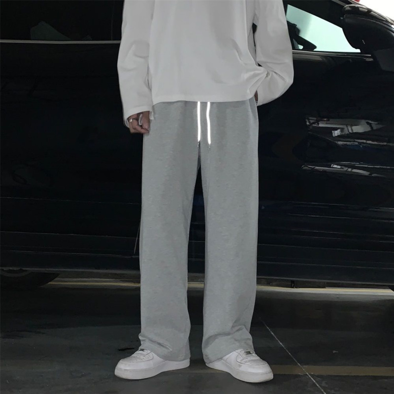Men's Pants Summer Thin Casual Pants Men's Fashion Gray Black White Wideleg Pants Men Streetwear Loose Straight Joggers Sweatpants Mens 2209