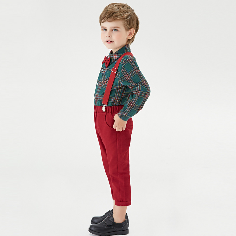 Clothing Sets Top and Toddler Boys Set Autumn Winter Children Formal Shirt sSuspender Pants 2PCS Suit Kids Christmas Outfits 220922