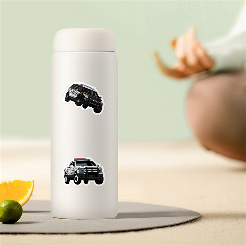 50Pcs cartoon police car sticker Graffiti Stickers for DIY Luggage Laptop Motorcycle skateboard Bicycle Stickers
