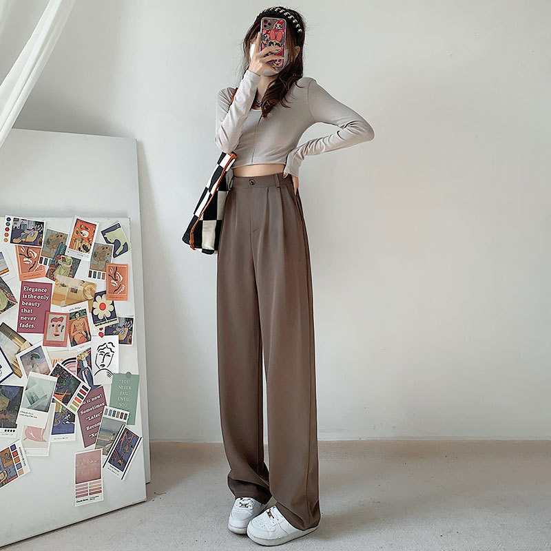 Women's Pants Capris High Waist Long Mopping Pant Pleated Suit Trousers for Female Woman Fluid pantalones de mujer 220922