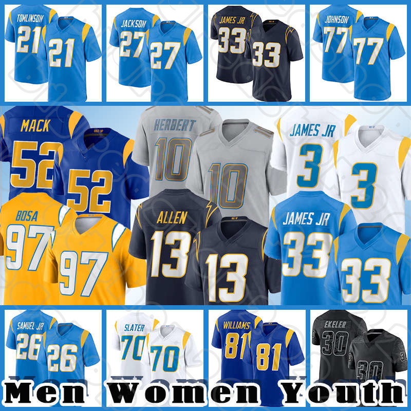 Khalil Mack 10 Justin Herbert Joey Bosa Football Jersey Derwin James Jr Chargers Keenan Allen J.C. Jackson Austin Ekeler Mike Williams Asante Samuel Jr Isaiah Spiller, Custom men (s d)
Khalil Mack 10 Justin Herbert Joey Bosa Football Jersey Derwin James Jr Chargers Keenan Allen J.C. Jackson Austin Ekeler Mike Williams Asante Samuel Jr Isaiah Spiller, Custom men (s d)