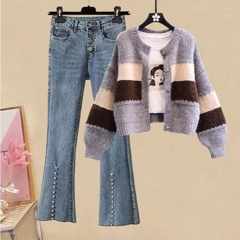 Women' Two Piece Pants Women Denim Set Female V-neck Knitted Cardigans Tops And Wide Leg Streetwear Pant Suits Ladies Trousers Suit G01, Gray
Women' Two Piece Pants Women Denim Set Female V-neck Knitted Cardigans Tops And Wide Leg Streetwear Pant Suits Ladies Trousers Suit G01, Gray