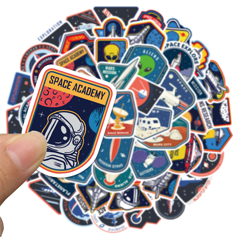 52Pcs cartoon spaceship astronauts sticker Space agency Graffiti Stickers for DIY Luggage Laptop Skateboard Motorcycle Bicycle Stickers