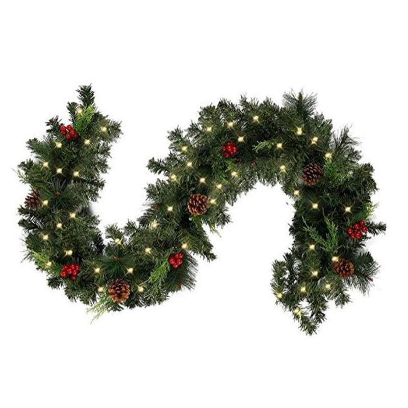 Christmas Decorations 2.7M LED Rattan Wreath Garland Light Flower Strip Ornament Decorative Door Tree Home 220922