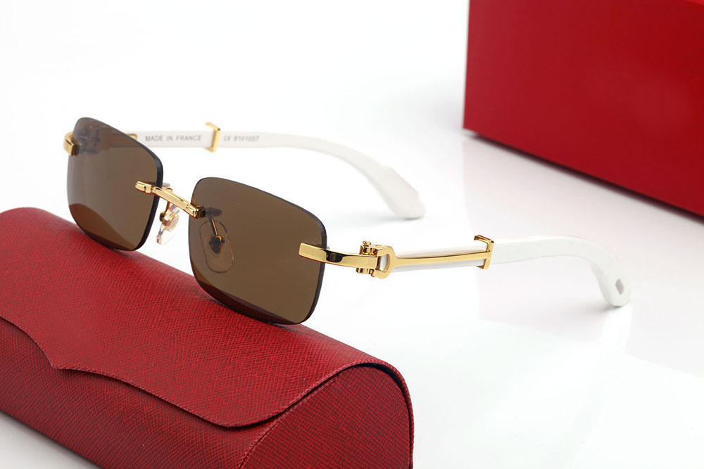 Oversized Designer Sunglasses for Women Mens Rectangle Buffalo Horn Sun Glasses Frameless Wooden Eyeglass Fashion Sport Carti Sunglass Black Eyewear Eyeglasses