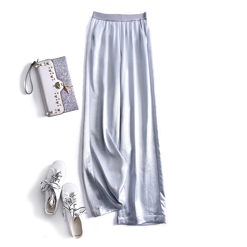 Women's Pants Capris Acetate satin straight leg casual pant 's loose size spring and summer fashion thin high waisted wide leg 220922