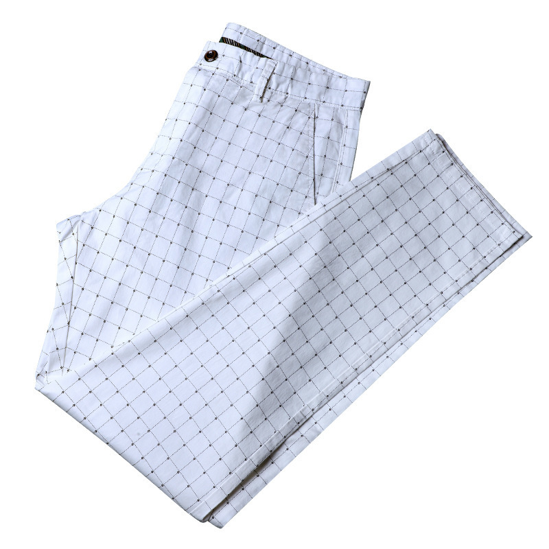 Men's Pants White Summer Plaid Pants Men Korea Style Regular Fit Office Suit Pants Formal Dress Trousers for Men Wendding 220922