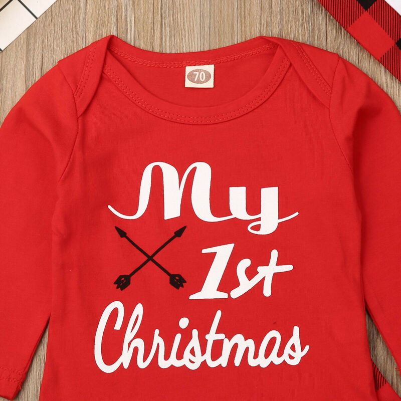 Clothing Sets Lovely Baby Boy My First Christmas Letter Romper Kids T-Shirts Pant born Hat Outfits Girl Xmas Set Autumn 2PCS 220922