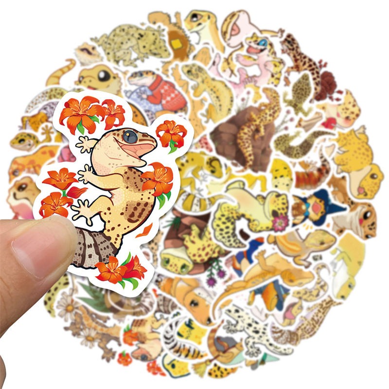 50Pcs New Cute Reptile Animal Gecko Sticker Wall Lizard Graffiti Stickers for DIY Luggage Laptop Skateboard Motorcycle Bicycle Sticker