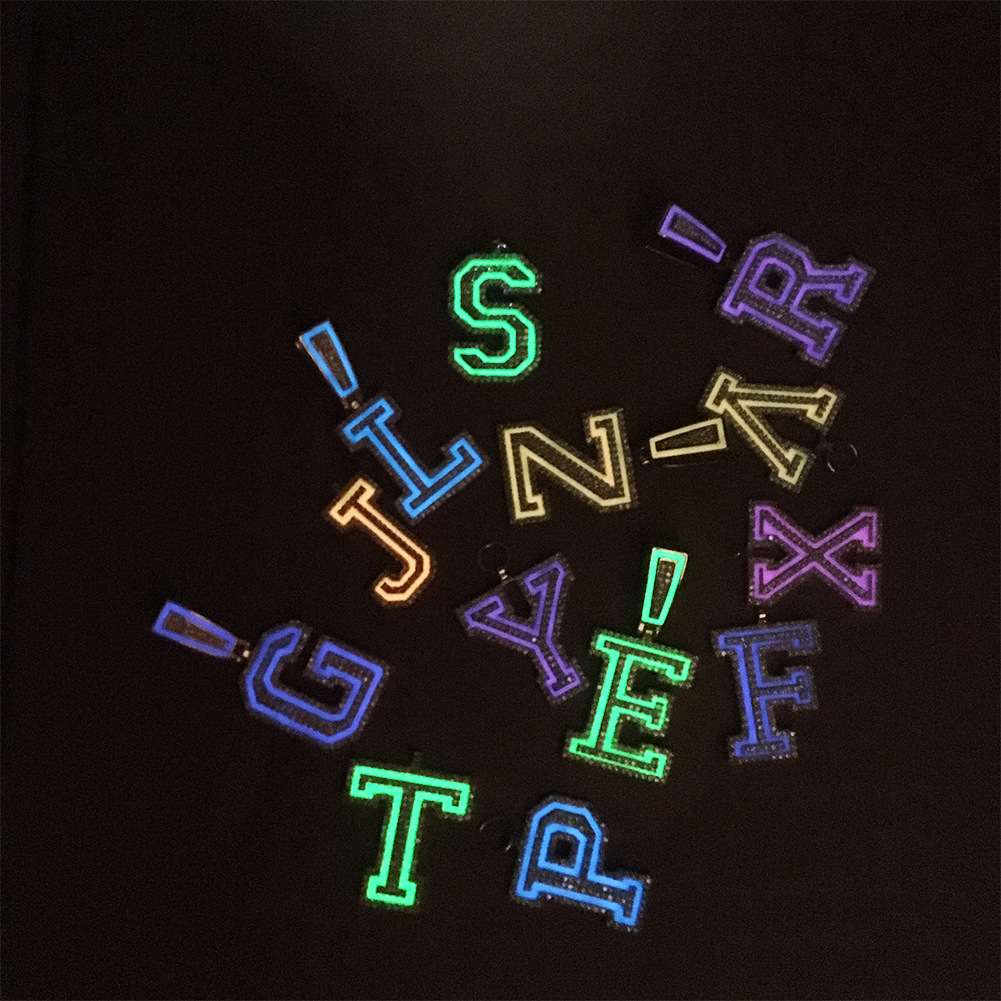 A-Z Custom Name Letters Tennis Necklaces Mens Fashion Hip Hop Jewelry Iced Out Drop Oil Glow-in-the-dark Letter Stitching Pendant Necklace