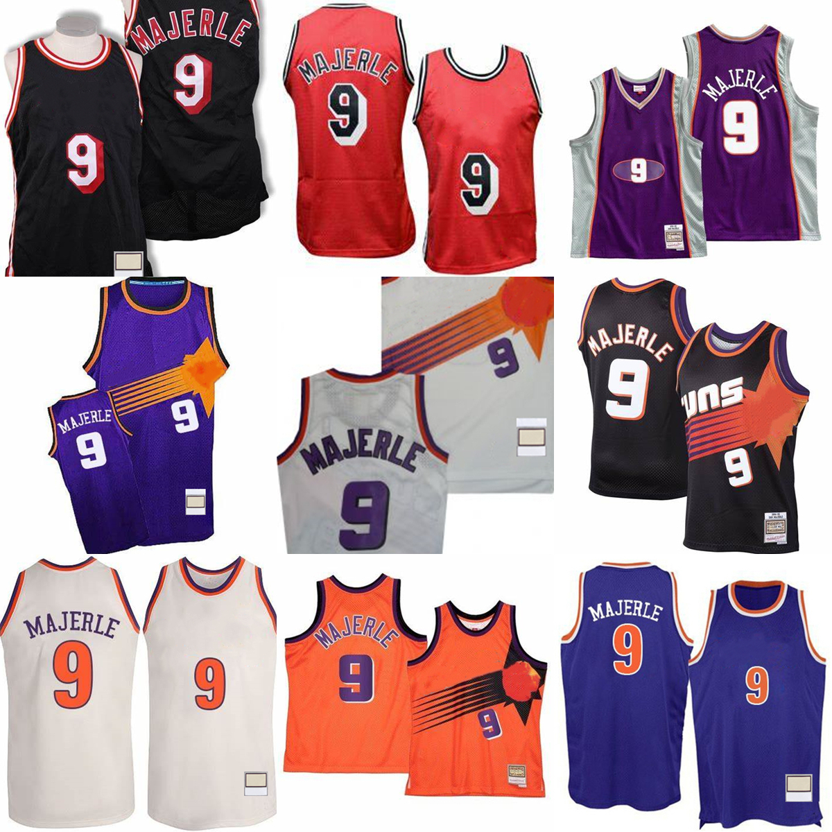 Custom XS-6XL Mitchell and Ness Dan Basketball 9 Majerle Jerseys Stitched White Purple Black Retro Majerle Classics Jersey man women skirt youth Kids Size