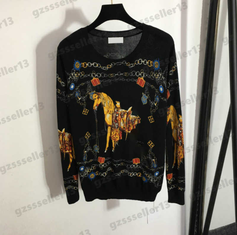 Designer Womens Sweater Classic Horse Chain Print Pattern Women Sweaters Round Neck Long Sleeve Pullover Knit Tops 0912
Designer Womens Sweater Classic Horse Chain Print Pattern Women Sweaters Round Neck Long Sleeve Pullover Knit Tops 0912