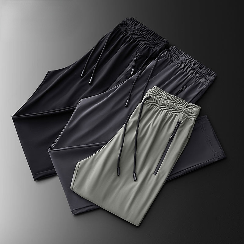 Men's Pants Summer Breathable Ice Silk Black Sweatpants Men Joggers Sportswear Baggy Trousers Male Casual Track Pants Size 7XL 8XL 9XL 220922