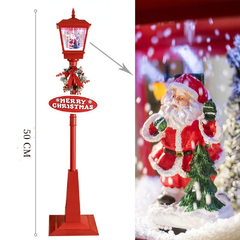 Christmas Decorations Music Street Light Decorative Metal Emitting Ornaments Xmas Farmhouse Electric Snow Party Supplies Outdoor 220922