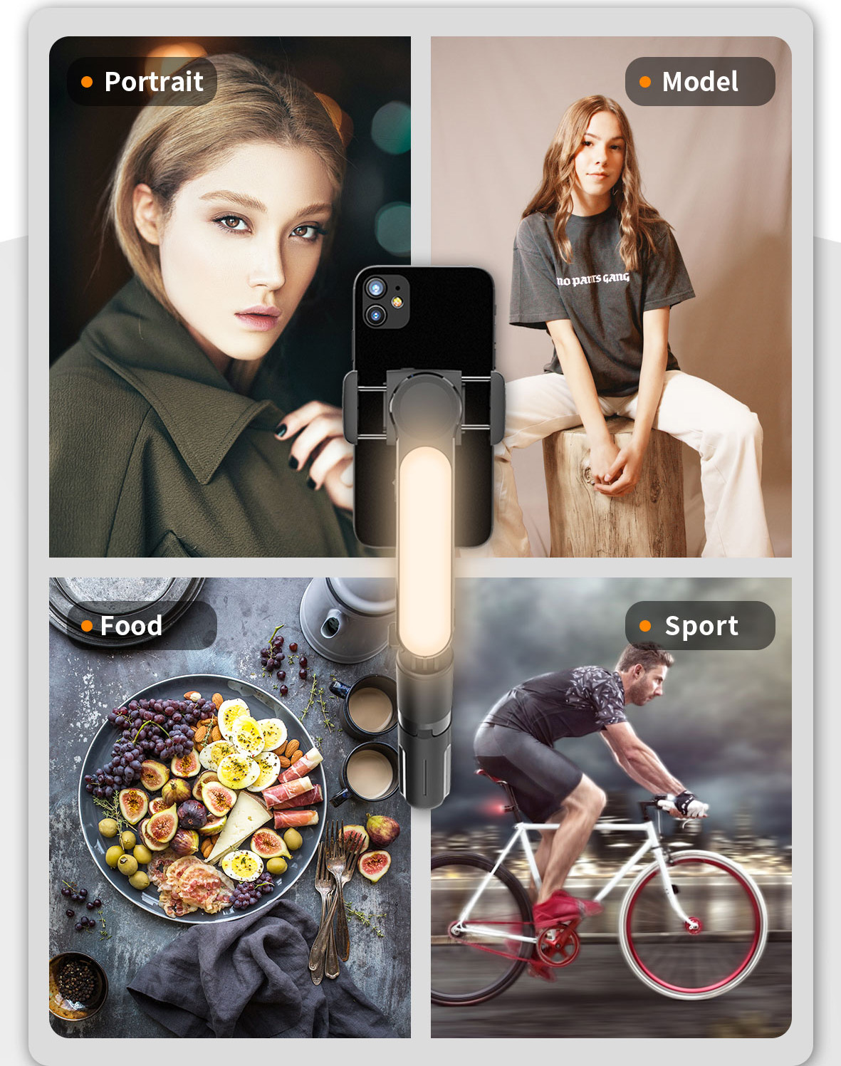 Handheld Wireless Bluetooth Gimbal Stabilizer Mobile Phone Selfie Stick Tripod with Fill Light Shutter for IOS Android Phone
