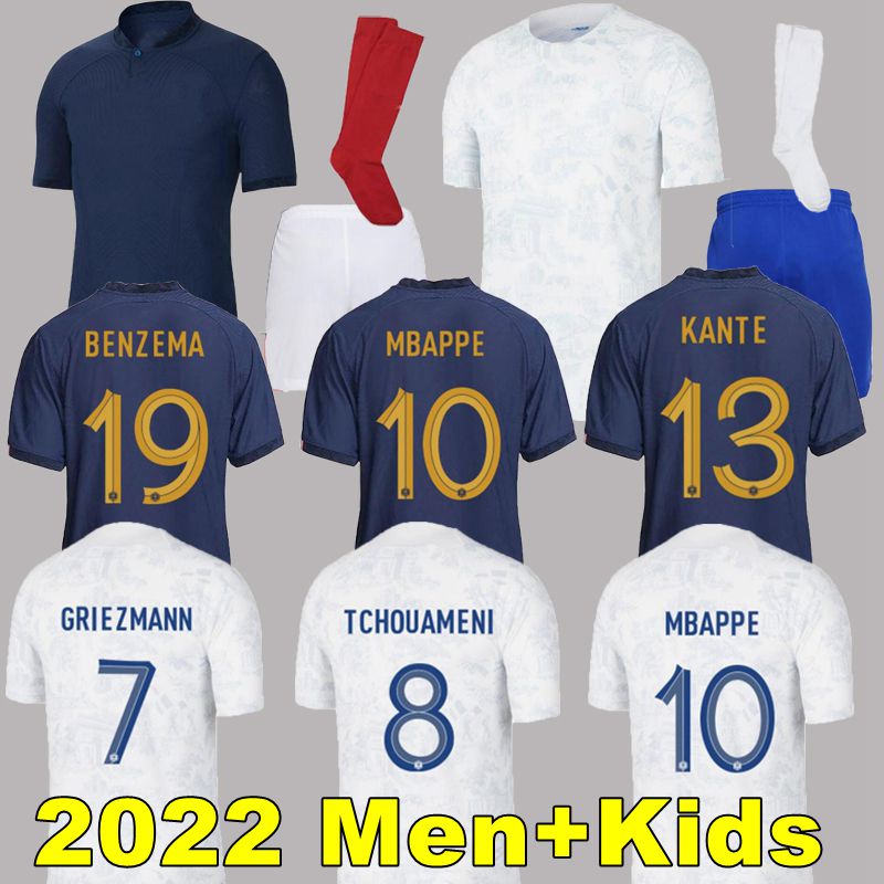 

2022 BENZEMA MBAPPE soccer jersey GRIEZMANN French shirts POGBA DEMBELE GIROUD HERNANDEZ VARANE PAVARO kante 22 23 Maillot de football shirt Men women kids kit Set, 2022 home kids