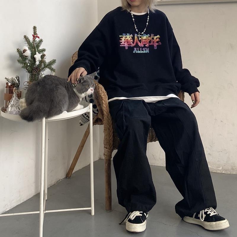 Men's Pants HOUZHOU Baggy Black Cargo Pants for Men Khaki Cargo Trousers Male Vintage Loose Casual Autumn Japanese Streetwear Hip Hop Retro 22092