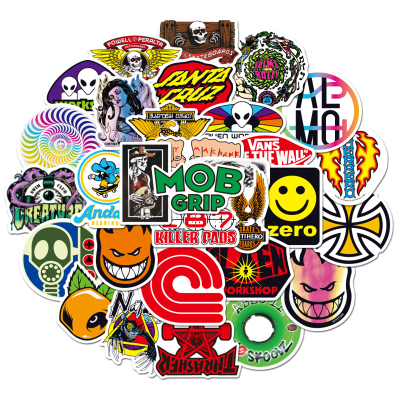 50Pcs pop Trendy brand skateboard sticker Graffiti Stickers for DIY Luggage Laptop Motorcycle Bicycle Stickers