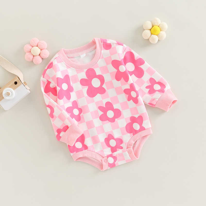 Rompers Autumn Newborn Rompers Infant Cute Baby Clothes Floral Print Toddler Girl Jumpsuits Sweatshirt Romper Outfits J220922