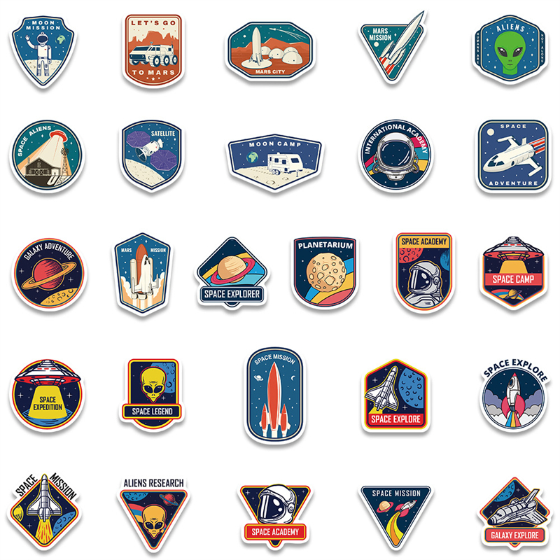 52Pcs cartoon spaceship astronauts sticker Space agency Graffiti Stickers for DIY Luggage Laptop Skateboard Motorcycle Bicycle Stickers