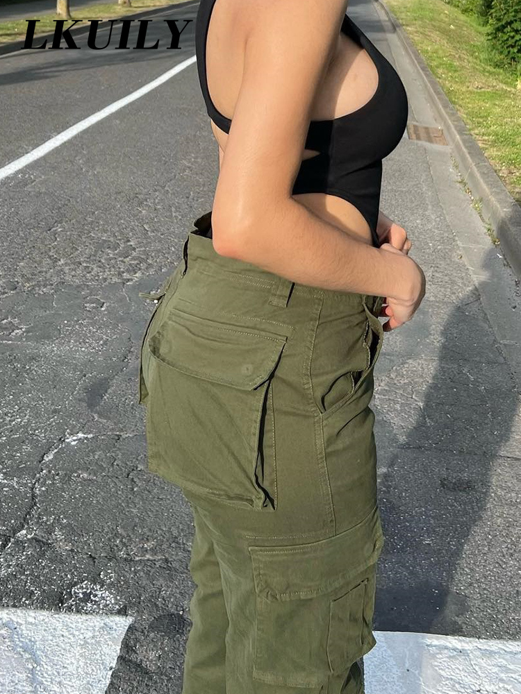 Women's Pants Capris Cargo Overalls Vintage Baggy Jean Fashion 90s Streetwear Pockets Wide Leg High Waist Straight Y2k Denim Trousers 220922