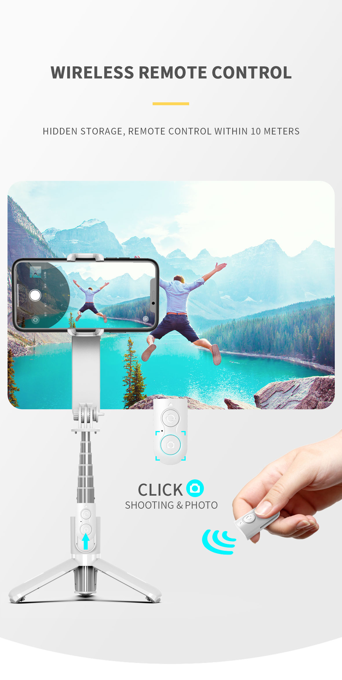 Handheld Wireless Bluetooth Gimbal Stabilizer Mobile Phone Selfie Stick Tripod with Fill Light Shutter for IOS Android Phone