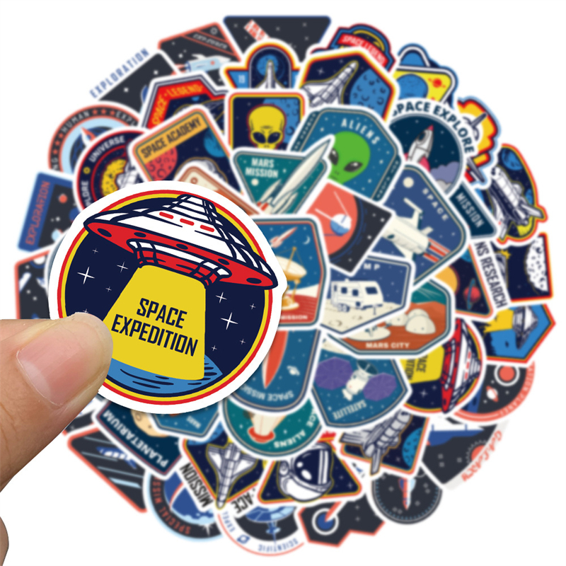 52Pcs cartoon spaceship astronauts sticker Space agency Graffiti Stickers for DIY Luggage Laptop Skateboard Motorcycle Bicycle Stickers