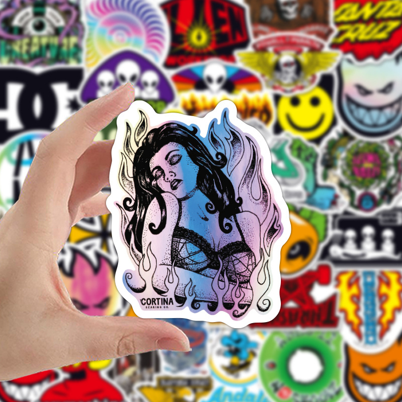 50Pcs pop Trendy brand skateboard sticker Graffiti Stickers for DIY Luggage Laptop Motorcycle Bicycle Stickers