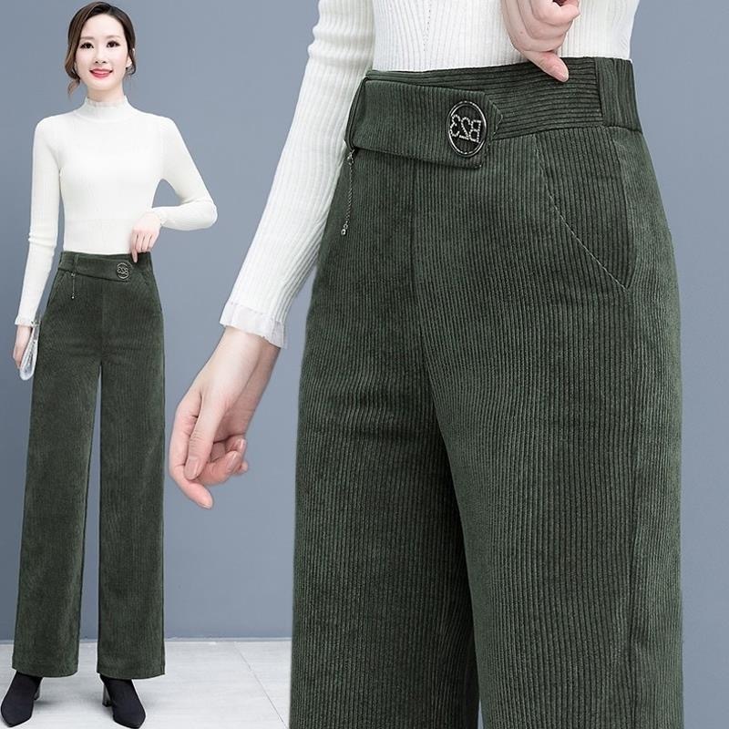 Women's Pants Capris Korean fashion Wide Leg For Women High Waist Oversized 4XL Corduroy Straight Casual Elegant Baggy Trousers 220922