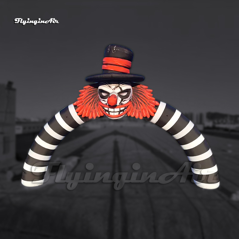 Outdoor Halloween Arch Inflatable Clown Archway 6m Airblown Hallowmas Entrance Gate With Evil Clown Head For Festival Decoration