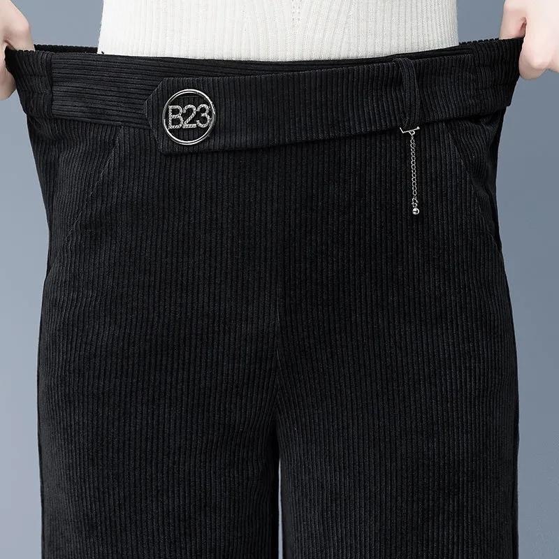 Women's Pants Capris Korean fashion Wide Leg For Women High Waist Oversized 4XL Corduroy Straight Casual Elegant Baggy Trousers 220922