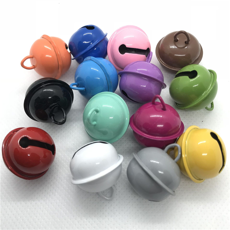 22mm Colorful Charms Christmas Bells Beads Jingle Bells Party Xmas Tree Decoration Pendants DIY Crafts Handmade Jewelry Decor Metal Ring Keychain Acce