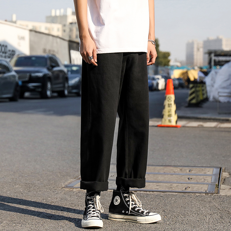 Men's Pants Men Casual Pants Vintage Retro Allmatch Cargo Trousers Stylish Solid Simple High Street Loose Versatile Straight Korean Style 220922