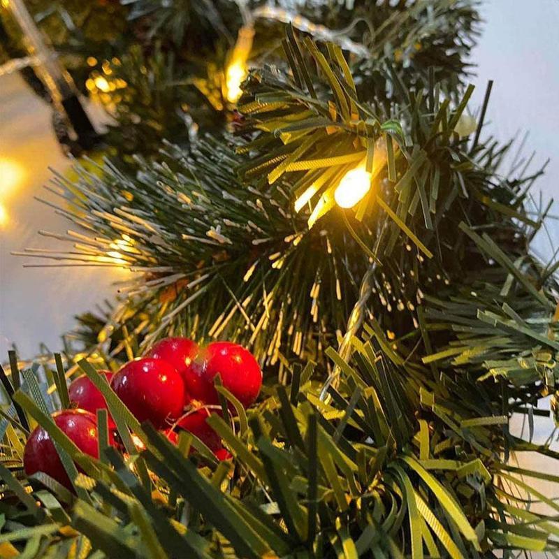 Christmas Decorations 2.7M LED Rattan Wreath Garland Light Flower Strip Ornament Decorative Door Tree Home 220922