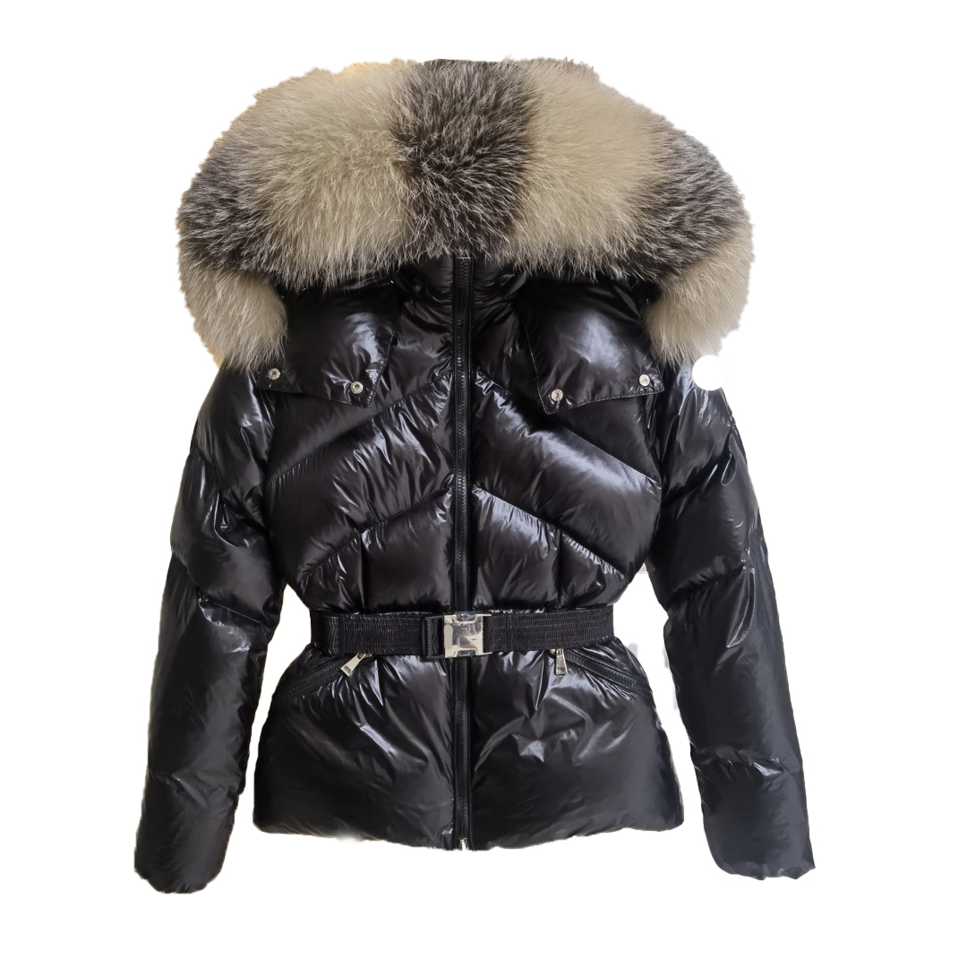 Womens Down Puffer With Genuine Fur Collar Hooded Warm Winter Coat Geometric Pattern 2026 Jacket Pufferjacket Ly Gd0m