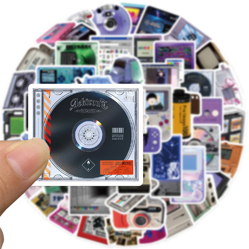 50Pcs Retro Old Things Sticker Tape Disc Player CRT TV Graffiti Stickers for DIY Luggage Laptop Skateboard Motorcycle Bicycle Stickers
