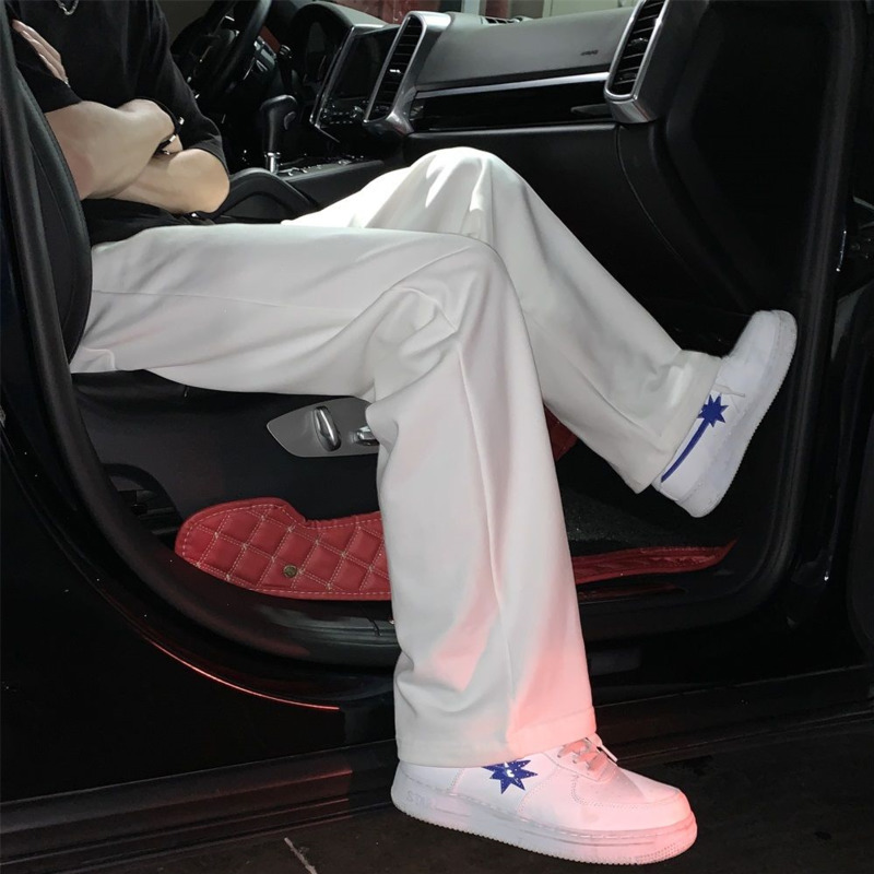 Men's Pants Summer Thin Casual Pants Men's Fashion Gray Black White Wideleg Pants Men Streetwear Loose Straight Joggers Sweatpants Mens 2209