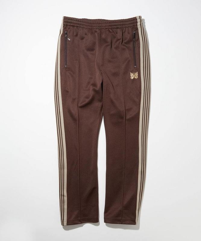 Men's Pants Brown AWGE Needles Pants Men Women 1 1 High Quality White Stripe Needles Track Pants Embroidered Butterfly Staight Trousers 220922