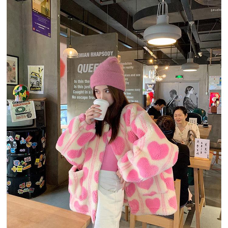 Women' Fur Heart Print Women Jacket Winter Warm Zipper Hooded Flannel Parka Harajuku Lambswool Sherpa Streetwear Loose Hoodie Coat, Pink 1
Women' Fur Heart Print Women Jacket Winter Warm Zipper Hooded Flannel Parka Harajuku Lambswool Sherpa Streetwear Loose Hoodie Coat, Pink 1